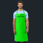 Delantal Moderno neón verde nombre personalizado monograma<br><div class="desc">Personalizar Nombre texto minimalista elegante neón verde negro Apron Personalizar,  personalizado con nombre,  cita,  frase o texto. Excelente para cocineros,  chefs,  cerámica,  artesanía,  trabajo,  cocina,  horneado,  barbacoa,  parrilladas,  comercios y tiendas,  etc.</div>