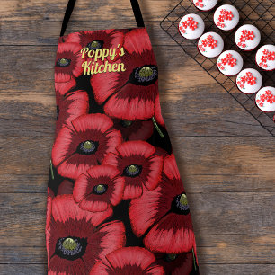 Delantal Moderno patrón de adormidera roja personalizada Co
