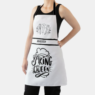 Delantal Moderno Personalizable Nombre Baking Queen