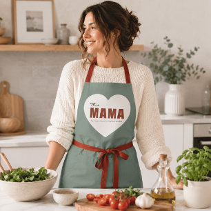 Delantal moderno personalizado con corazón de Mama
