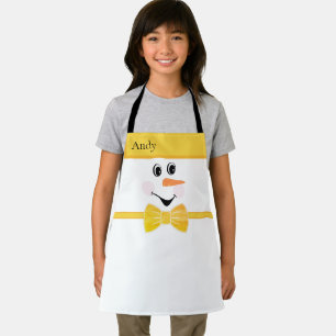 Delantal Moderno Personalizado lindo Snowman cara amarillo