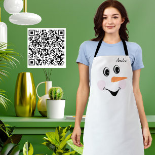 Delantal Moderno Personalizado lindo Snowman Cara sonriente