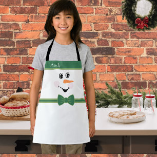 Delantal Moderno Personalizado lindo Snowman enfrenta a la 