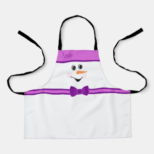 Delantal Moderno Personalizado lindo Snowman enfrenta boler