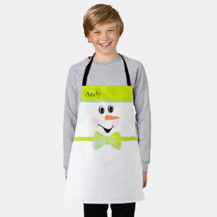 Delantal Moderno Personalizado lindo Snowman enfrenta el ar