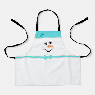 Delantal Moderno Personalizado lindo Snowman enfrenta el go