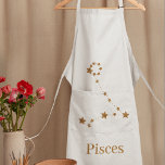 Delantal Moderno Rótulo Zodiaco Gold Pisces | Agua de eleme<br><div class="desc">Moderno Rótulo Zodiaco Gold Pisces | Agua de elemento</div>