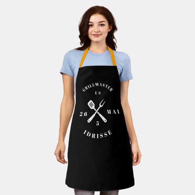 Delantal moderno rústico GRILLMASTER personalizado (Gastado)