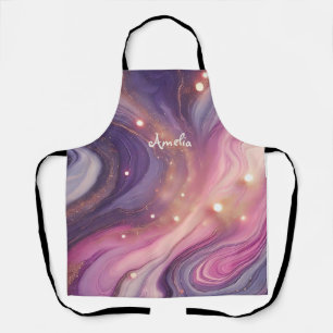 Delantal Moderno y elegante Mármol de oro morado personaliz