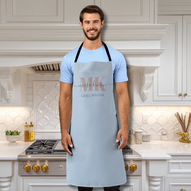 Delantal Modert Mocha Mousse Monograma Azul Polvo (Subido por el creador)