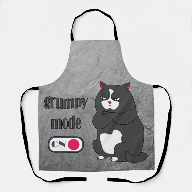 Delantal Modo gruñón en gato gordo gracioso  (Anverso)