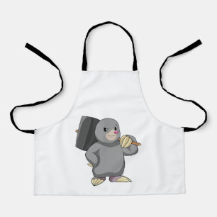 Delantal Mole como Handyman con martillo