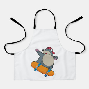 Delantal Mole como Skater con Skateboard