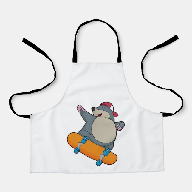 Delantal Mole como Skater con Skateboard (Anverso)