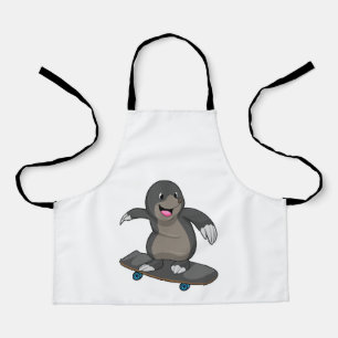 Delantal Mole como Skater con Skateboard