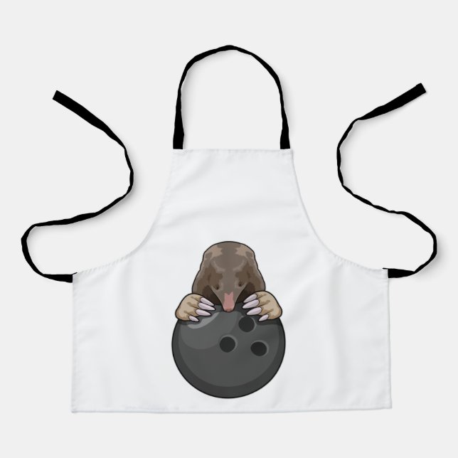 Delantal Mole en el Bowling con bolas (Anverso)