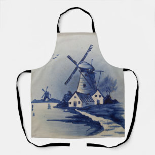 Delantal Molino de viento azul vintage Delft