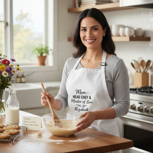 Delantal Mom Head Chef Master of Love Personalized Apron (Subido por el creador)