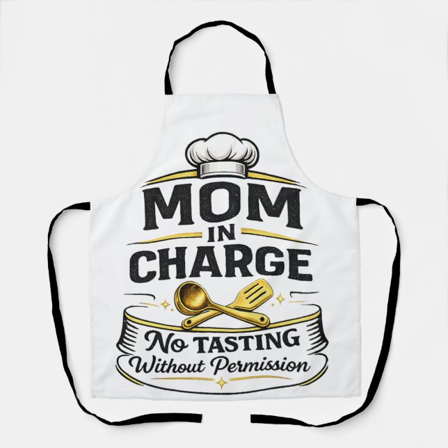 Delantal Mom In Charge Funny Kitchen Boss Gift   (Anverso)