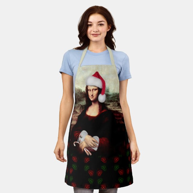Delantal Mona Lisa Sombrero de Santa Navidad (Gastado)