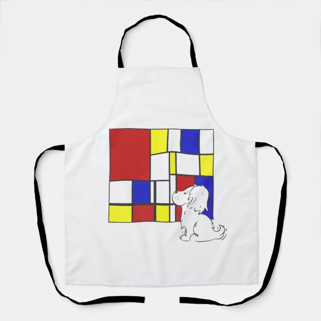 Delantal Mondrian Inspirado Manzanilla (Anverso)