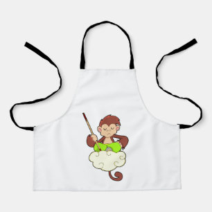 Delantal Mono en las piernas cruzadas en las nubes