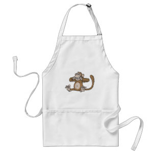 Delantal mono haciendo muecas