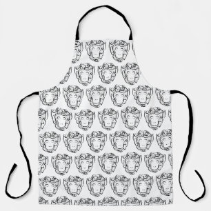 Delantal Mono tribal blanco y negro