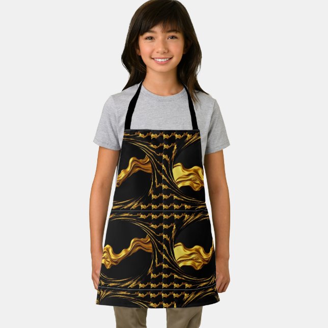 Delantal Monochrome Opulent Swirl Designer Kid Cooking Wear (in situ)