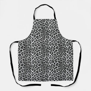 Delantal Monocromo blanco y negro, patrón leopardo