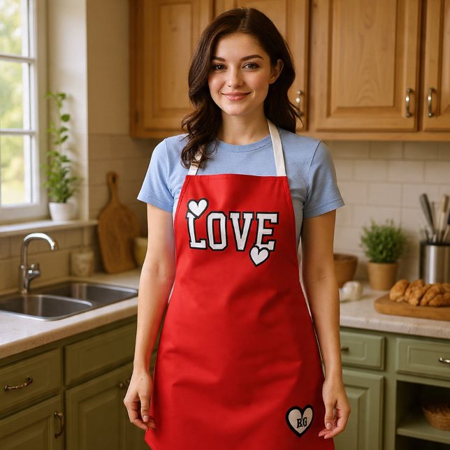 Delantal Monogram Love Modern Minimalist and Trendy (Monogram Love Modern Minimalist and Trendy Apron
by Ricaso. Monogrammed with your initials )
