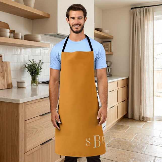 Delantal Monogram Mustard Yellow Boho Fall Kitchen Gift (Monogram Mustard Yellow Boho Fall Kitchen Gift Apron)