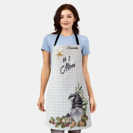 Delantal Monograma #1 Mamá Navidades acuarela Gnome Apron