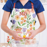 Delantal Monograma acuarela Floral moderna Girona<br><div class="desc">Monograma acuarela Floral Modern Girly Apron presenta coloridas flores acuáticas en naranja,  púrpura y verde sobre un fondo blanco. Personalice con su monograma personalizado editando el texto en el cuadro de texto proporcionado. Diseñado por ©Evco Studio www.zazzle.com/store/evcostudio</div>