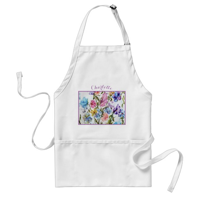 Delantal Monograma Acuarela Whimsical Butterflies (Frente)