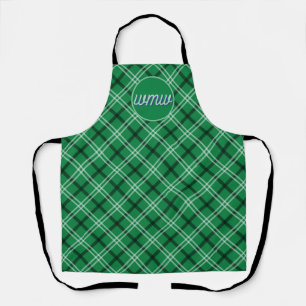 Delantal Monograma Apron con patrón de plástico verde azul