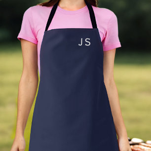 Delantal Monograma Apron de estilo sencillo azul medianoche