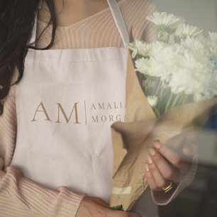 Delantal Monograma Apron Rosa Personalizado