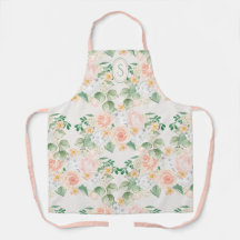 Monograma Apron Verde Rosa Floral