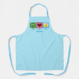 Delantal Monograma azul lindo de los pavos de amor de la pa