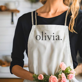 Delantal Monograma Blanco Negro Moderno Simple Nombre Elega