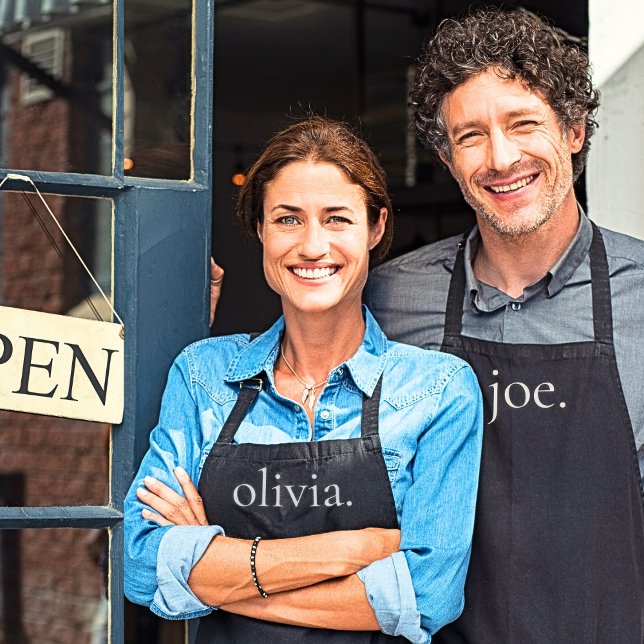 Delantal Monograma Blanco Negro Moderno Simple Su Nombre (Subido por el creador)