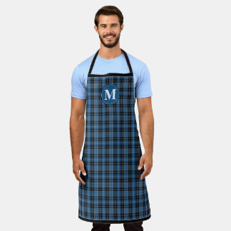 Delantal Monograma Blue Black Scottish Clark Tartán Plaid
