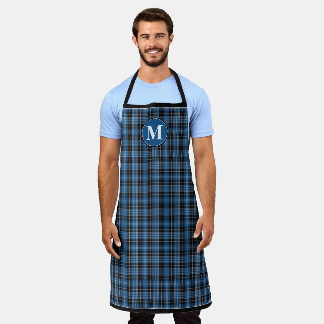 Delantal Monograma Blue Black Scottish Clark Tartán Plaid (Gastado)