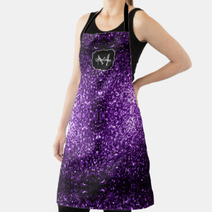 Delantal Monograma brillante con destellos de purpura oscur