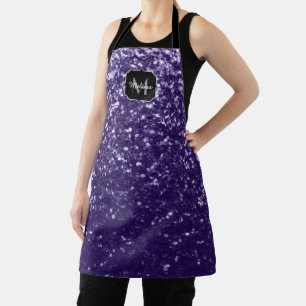 Delantal Monograma brillante de purpura ultra violeta oscur