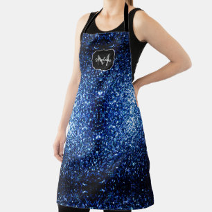 Delantal Monograma brillante falso brillo destellante Azul