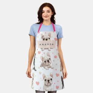 Delantal Monograma Bulldog francés adorable personalizado