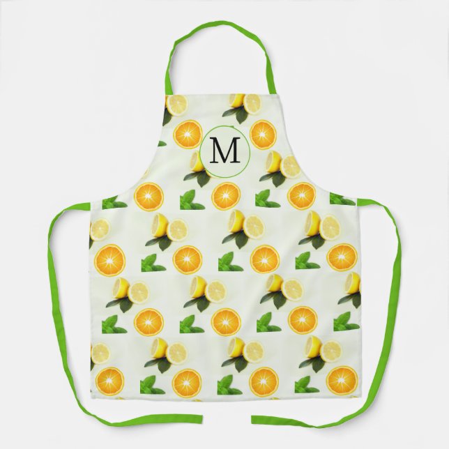 Delantal Monograma Citrus y impresora de impresión general (Anverso)