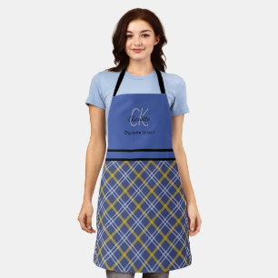 Delantal Monograma clásico azul y amarillo